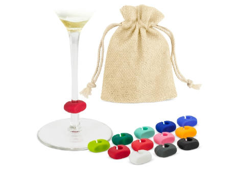 SET 12 MARCADORES DE SILICONA PARA COPAS 
