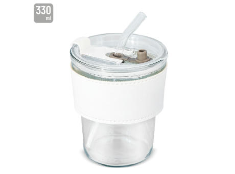 VASO 330 ML CON PAJITA DE CRISTAL 