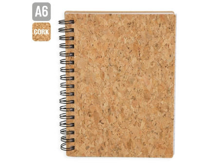 LIBRETA CON ANILLAS NEGRAS CORCHO NATURAL 