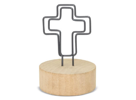 MEMO CLIP CON BASE DE MADERA "CRUCI"