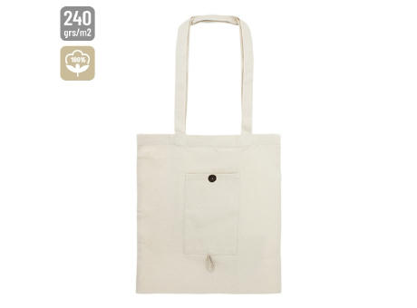 BOLSA DE ALGODON PLEGABLE CON BOLSILLO 