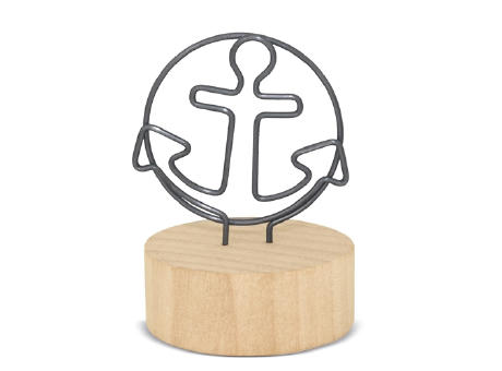 MEMO CLIP CON BASE DE MADERA "ÁNCORA"