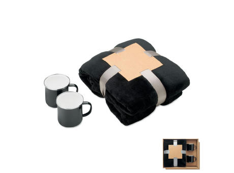 Juego de manta polar y 2 tazas