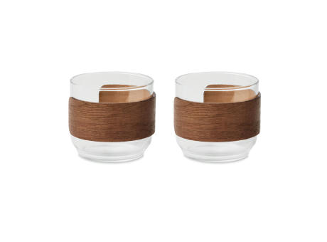 Set vasos café banda de nogal