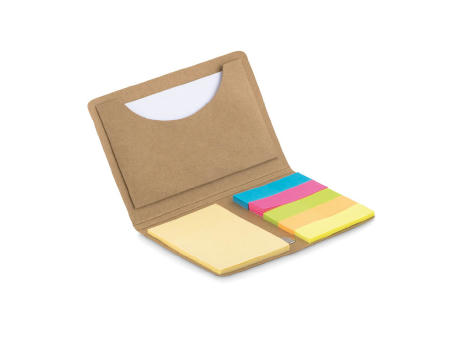Tarjetero con notas adhesivas