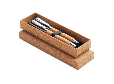 Set bolígrafo y roller corcho