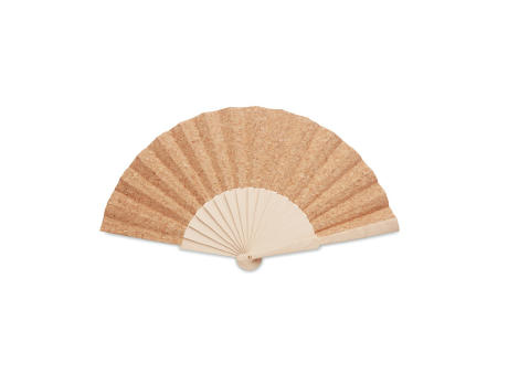 Abanico madera y tejido corcho