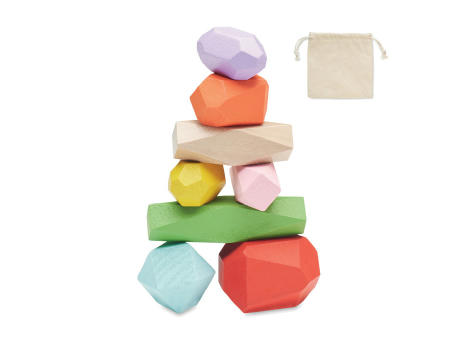8 piedras madera apilables