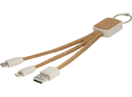 Cable de carga 3 en 1 de paja de trigo y corcho Bates