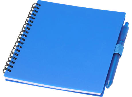 Juego de libreta de tapa blanda y bolígrafo de plástico reciclado (tinta azul) Niove