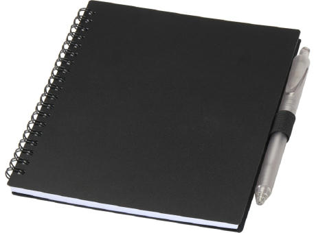 Juego de libreta de tapa blanda y bolígrafo de plástico reciclado (tinta azul) Niove