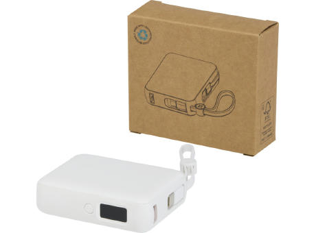 Batería externa para tableta de 10 000 mAh y 35 W con cable tipo C integrado y fabricada con plástico reciclado Acrux