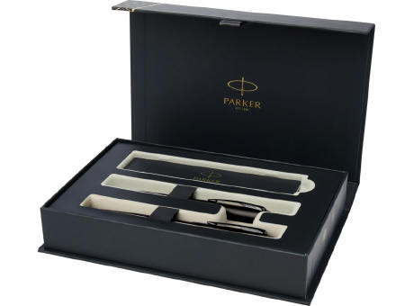 Parker set de bolígrafo y rollerball acromático con caja de regalo IM (tinta negra/azul)