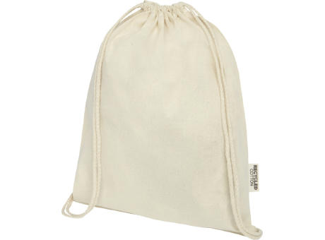 Bolsa con cordón de algodón reciclado GRS de 140 g/m² Oregon