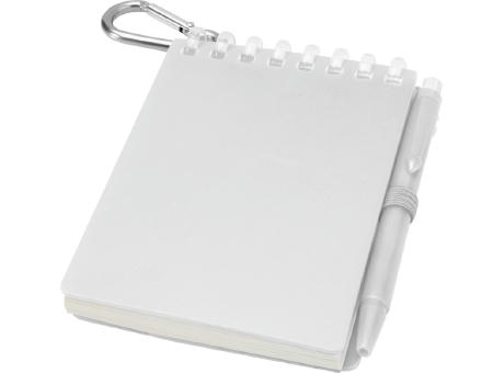 Set de libreta de tapa blanda y bolígrafo de exterior de material reciclado (tinta azul) Lig Mini