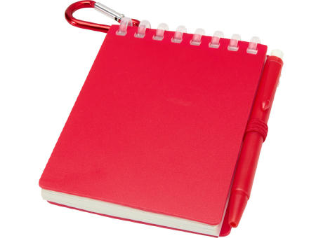 Set de libreta de tapa blanda y bolígrafo de exterior de material reciclado (tinta azul) Lig Mini