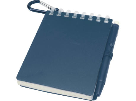 Set de libreta de tapa blanda y bolígrafo de exterior de material reciclado (tinta azul) Lig Mini
