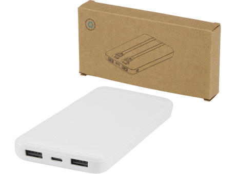 Batería externa de plástico reciclado de 10 000 mAh y 10 W con 2 cables integrados Adhil