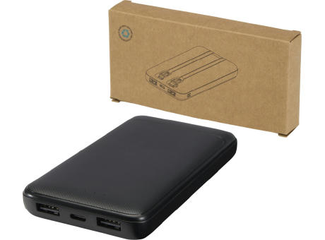 Batería externa de plástico reciclado de 10 000 mAh y 10 W con 2 cables integrados Adhil