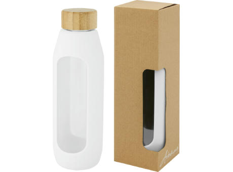 Botella de vidrio borosilicato con agarre de silicona de 600 ml Tidan
