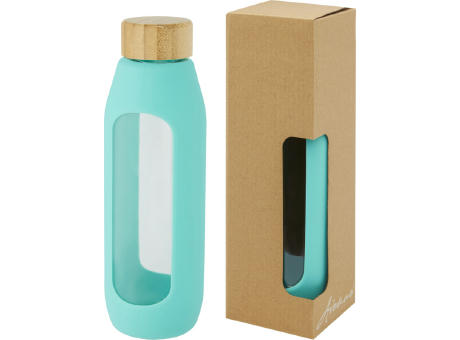 Botella de vidrio borosilicato con agarre de silicona de 600 ml Tidan
