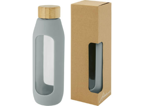 Botella de vidrio borosilicato con agarre de silicona de 600 ml Tidan