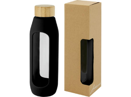 Botella de vidrio borosilicato con agarre de silicona de 600 ml Tidan