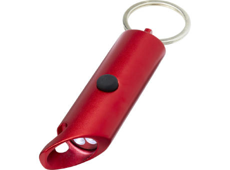 Luz LED IPX de aluminio reciclado y abrebotellas con llavero Flare