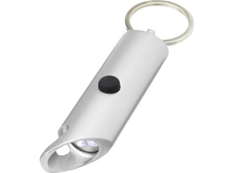 Luz LED IPX de aluminio reciclado y abrebotellas con llavero Flare