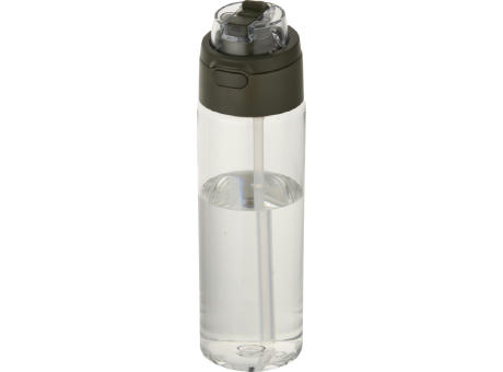 Botella de agua Theron de 700 ml de plástico reciclado RCS con tapa de doble función y pajita abatible