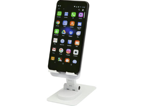 Soporte para teléfono plegable de plástico reciclado con soporte metálico para escritorio Alhena