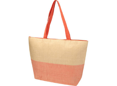 Bolso tote grande de papel de paja Rhythm con cremallera, 21 l