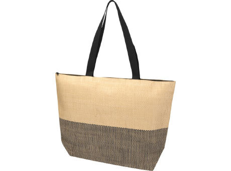 Bolso tote grande de papel de paja Rhythm con cremallera, 21 l