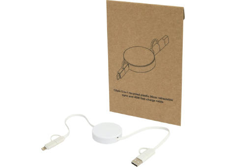 Cable retráctil 5 en 1 de plástico reciclado de 90 cm para sincronización de datos y carga rápida de 40 W Citala