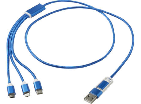 Cable de carga 5 en 1 de aluminio reciclado Versatile