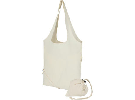 Bolsa de tela de algodón reciclada GRS «Madras Blend», 140 g/m², plegable, 7 l