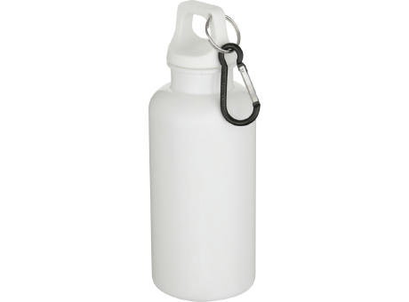Botella de 400 ml de color liso de plástico reciclado con certificado RCS y mosquetón Oregon 