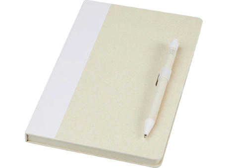 Set de libreta de referencia de tamaño A5 y bolígrafo fabricados con cartones de leche reciclados Dairy Dream