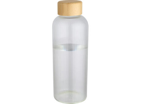 Botella de 650 ml de vidrio borosilicato de pared simple con tapa de bambú Mirage