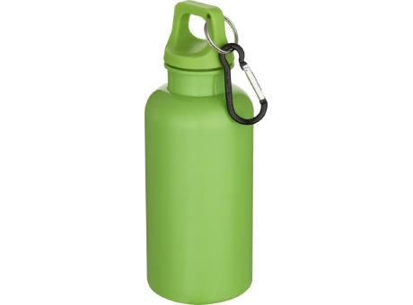 Botella de 400 ml de color liso de plástico reciclado con certificado RCS y mosquetón Oregon 