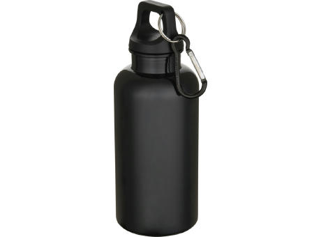 Botella de 400 ml de color liso de plástico reciclado con certificado RCS y mosquetón Oregon 