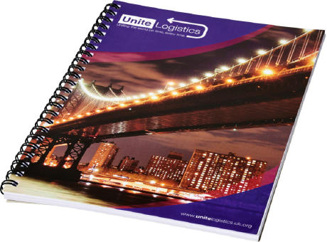  Cuaderno con espiral A4 con cubierta trasera impresa Desk-Mate®