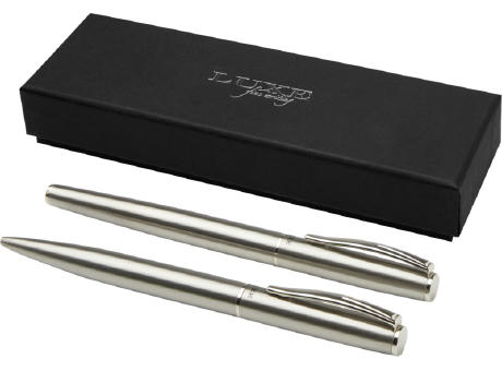 Set de bolígrafo y rollerball de acero inoxidable reciclado Didimis (tinta negra)
