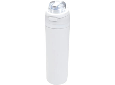 Botella de agua Theron de 800 ml de acero inoxidable de pared simple reciclado (RCS), con tapa de doble función y pajita abat