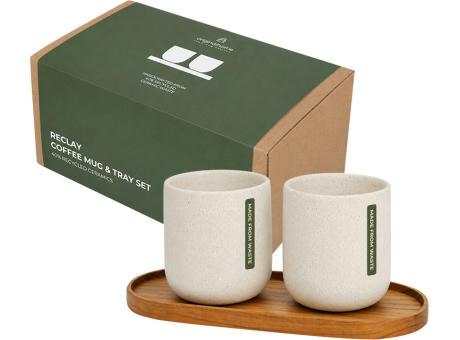 Juego de Originalhome compuesto por una bandeja ovalada de madera y una taza de cerámica de 150 ml