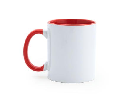 TAZA SUBLIMACION MANGO BLANCO/ROJO