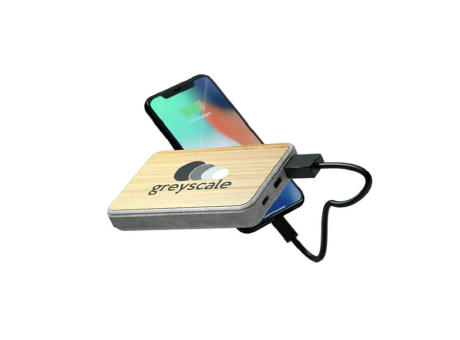 Power Bank mit 5000 mAh aus Bambus und Weizenfasern Natural Power Bank mit  Logo bedrucken  Presenta Deutschland GmbH