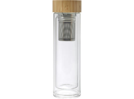 Trinkflasche Vicente | Glas | Bambusdeckel | 420 ml