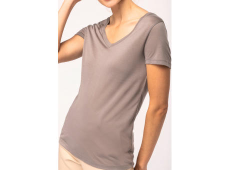 Camiseta lyocell Tencel™ cuello de pico manga corta