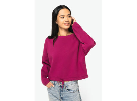 Sudadera ecorresponsable de cuello redondo oversize crop mujer